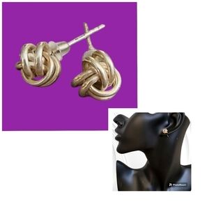 Dainty Sterling Silver Love Knot Post Earrings